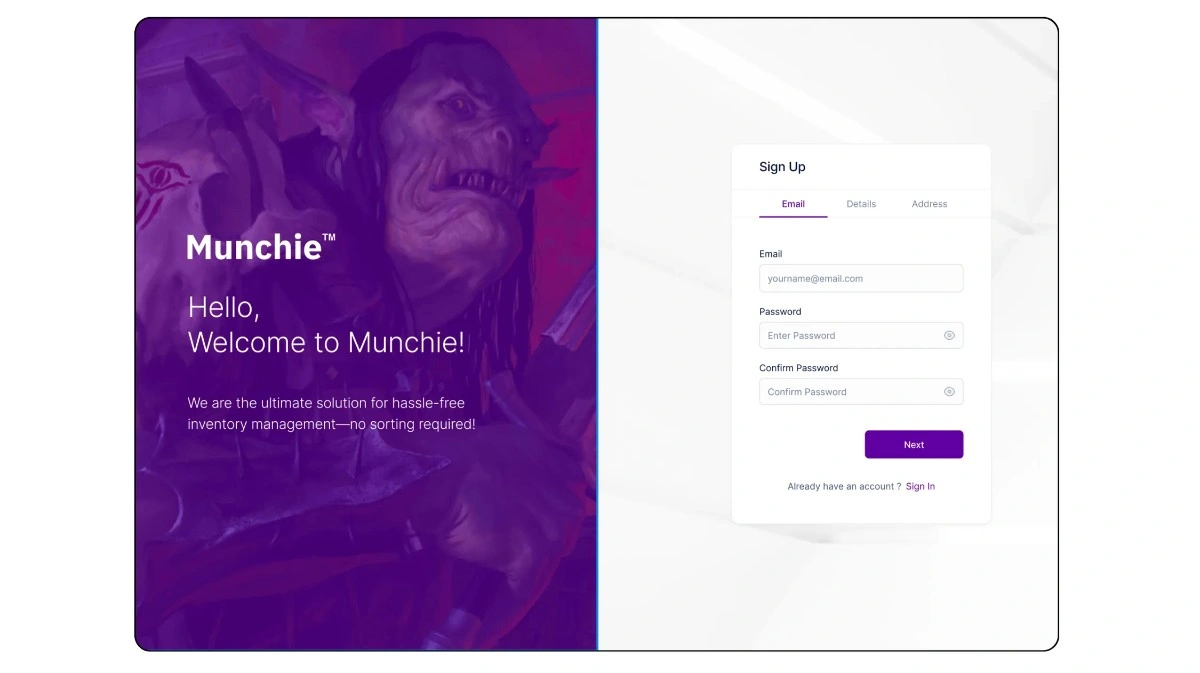 Signup Interface - Before
